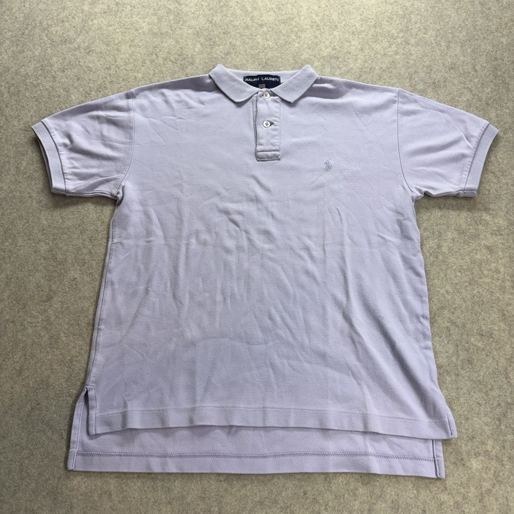Vintage 90s Ralph Lauren Polo Sport Men Small Lavender Short Sleeve Shirt Preppy